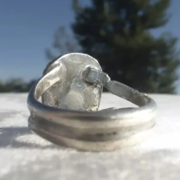 Native American Sterling Silver Green Turquoise Ring - Picture 4 of 5